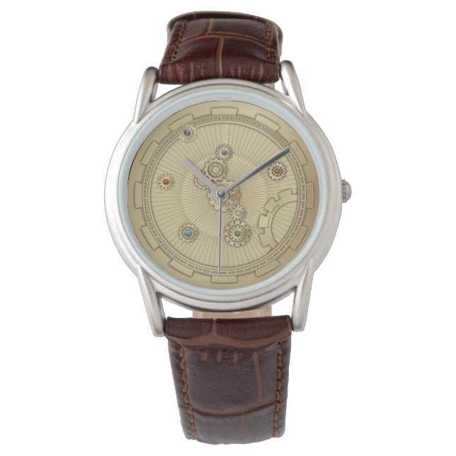 Guld Steampunk Watch Armbandsur (Framsida)