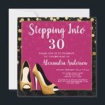 Guld steg in i 30 Födelsedagsfester Inbjudningar<br><div class="desc">Vi går in i 30 inbjudningar till partiet 30års födelsedag och guldfeta konfetti och skor. Denna moderna och elegant kvinnas födelsedagsfest inbjudan är perfekt för en språngbräda in i trettio Födelsedagsfest Firande. Inbjudan omfattar guld-skor, konfektyrer för golden folie, bakgrunden till svart damm och manustypografi. Kontakta designern om du vill ha...</div>