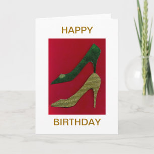 Guld Stiletto Heel Shoes Grattis på födelsedagen C Kort
