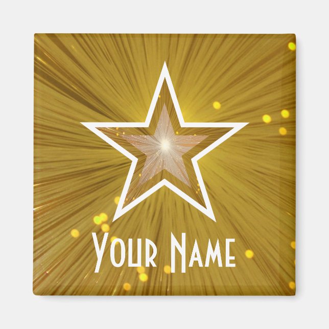 "Guld" Stjärna "Ditt namn", magnetkvadrat Magnet (Framsidan)