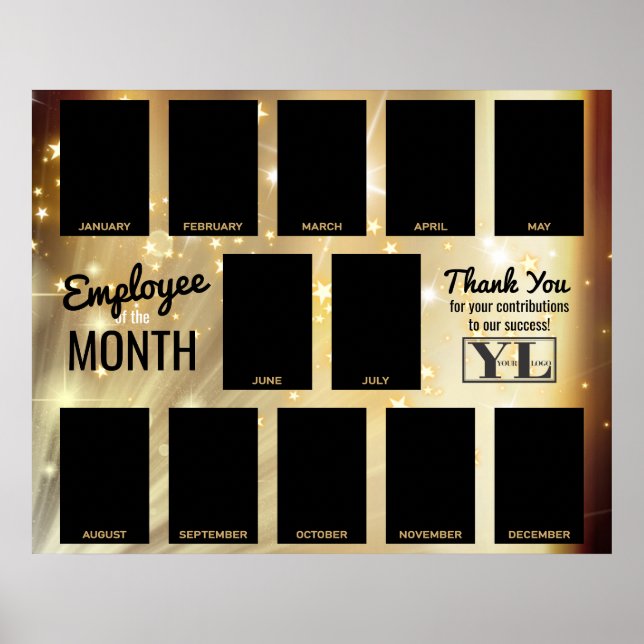 Guld stjärna, fotoanställd vid månadstolkning poster (Framsidan)