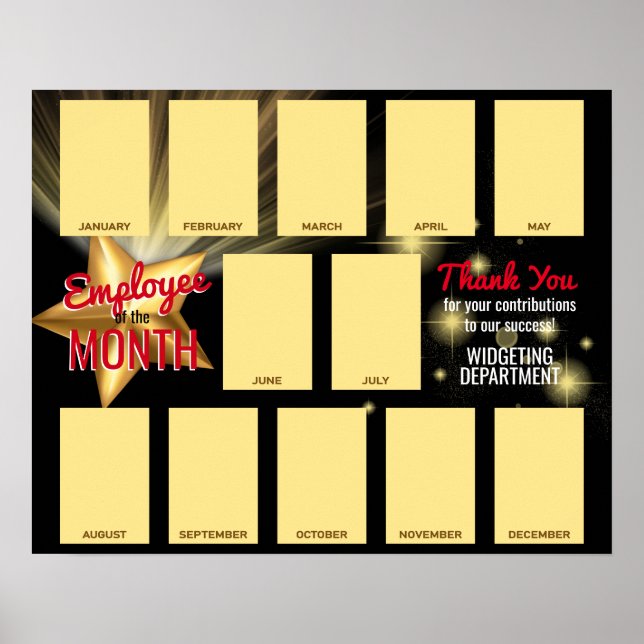 Guld stjärna, fotoanställd vid månadstolkning poster (Framsidan)