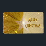 Guld stjärna: God jul märkre är stor Fraktsedel<br><div class="desc">Modern design med en "skuggande" guld och vit stjärna på en "glödande" guld-bakgrund. Mjuk Märkre med en anpassade som du kan anpassa med din egen text,  bilder och dina idéer. Skapat av Jess Perry med hjälp av originalfotografier och digitala tekniker.</div>