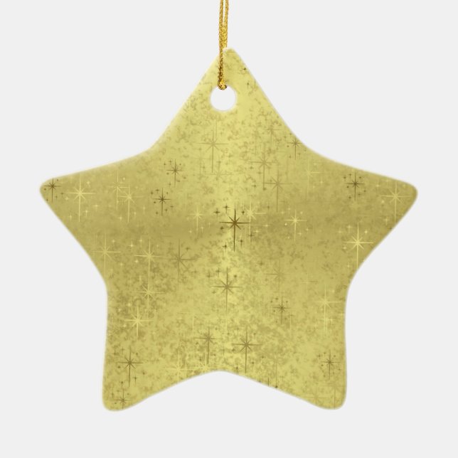 Guld- stjärna julgransprydnad keramik (Framsidan)