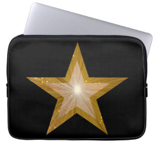 "Guld" Stjärna neoprene laptop sleeve 13" svart