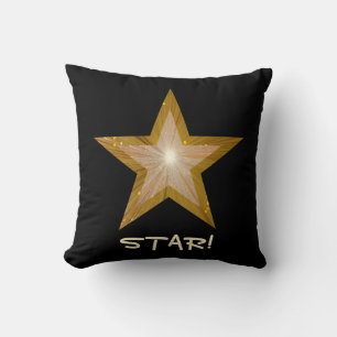"Guld" Stjärna "STAR!" dekorativ kudde, svart, sva Kudde