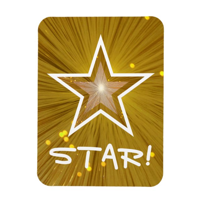 "Guld" Stjärna 'STAR!' flexibel magnet! Magnet (Vertikal)