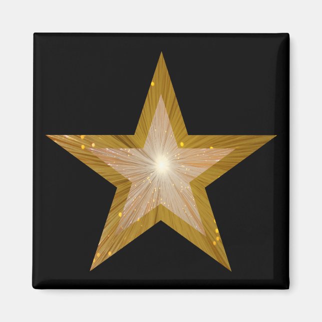 Guld stjärna, svart, magnet (Framsidan)