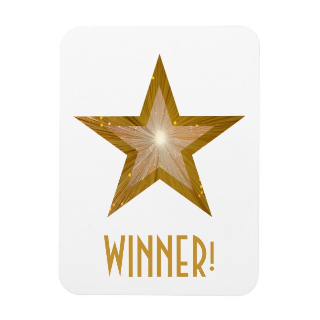 "Guld" Stjärna "Vinnare", mjuk magnet vit! (Vertikal)