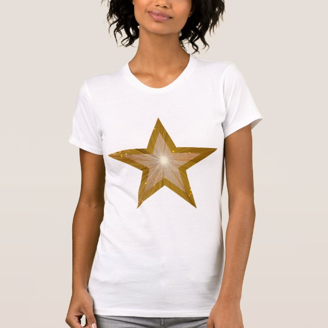 "Guld-" stjärnakvinna t-skjorta vit Tee Shirt (Framsida)