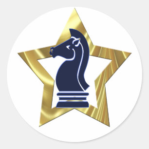 Guld- stjärnaråka för schack runt klistermärke