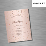 Guld-stjärnor från födelsedagen: enkel lyx från ro magnetisk inbjudningskort<br><div class="desc">För elegant 21:a (eller någon ålder) födelsedagsfest. En övertoningsbakgrund för ro guld. Dekorerad med stjärnor. Anpassa och lägg till information om namn,  party. Namn är skrivet med ett handskript i stil</div>
