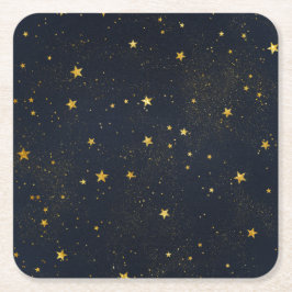 Guld stjärnor i Himlar nattetid Underlägg Papper Kvadrat