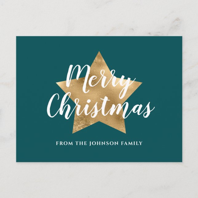 Guld stjärnornas moderna Grönt-jul Vykort (Framsida)