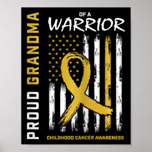 Guld Stolt Mormor Barncancer Medvetenhet Amer Poster