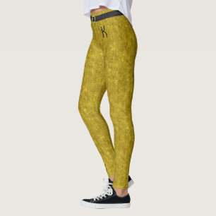 Guld Stonewaschade Denim Jeans Monogram anpassat Leggings