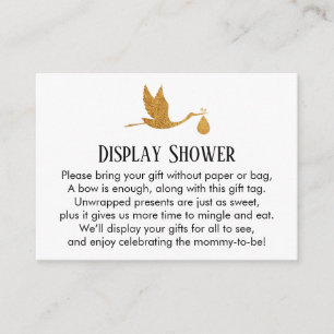 Guld Stork Visning Baby Shower infogningskort Tilläggskort