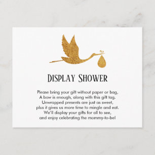 Guld Stork Visning Baby Shower infogningskort Tilläggskort
