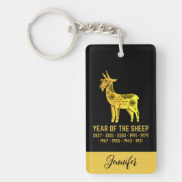 Guld strålningsår för får Zodiac Namn Black Nyckelring