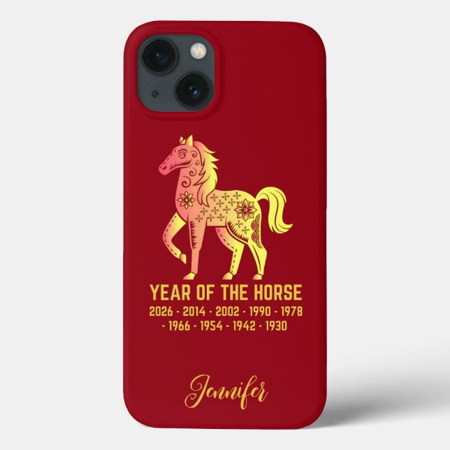 Guld, strålningsår för hästen Zodiac Namn Red (Baksida)