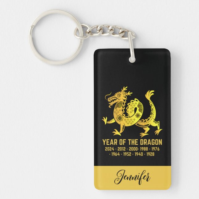 Guld strålningsår för Namn svart i vattentätheten  Nyckelring (Framsidan)