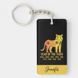Guld strålningsår för tigerzodiaket Namn Black Nyckelring