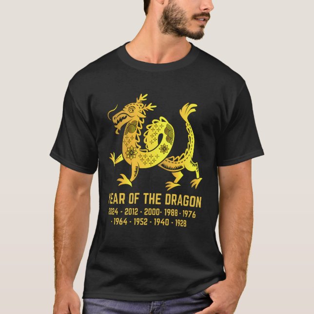 Guld-strålningsåret för den drakkinesiska zodiaken t shirt (Framsida)