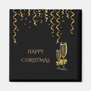 Guld Streamers & Champagne-jul Magnet