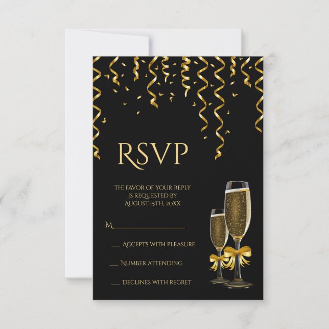 Guld Streamers & Champagne-jul OSA Kort (Framsida)