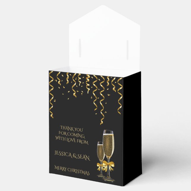 Guld Streamers & Champagne-jul Presentaskar (Öppnad)