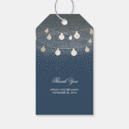 Guld String Ljus Glitter Romantic Navy Bröllop Presentetikett