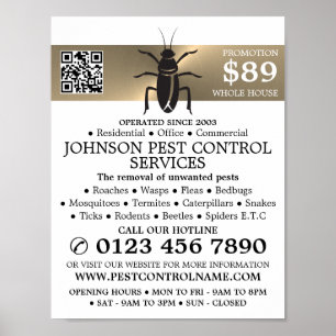 Guld Strip - Svart cockroach - Bekämpning av skade Poster