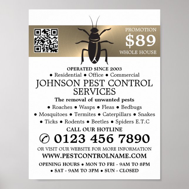 Guld Strip - Svart cockroach - Bekämpning av skade Poster (Framsidan)