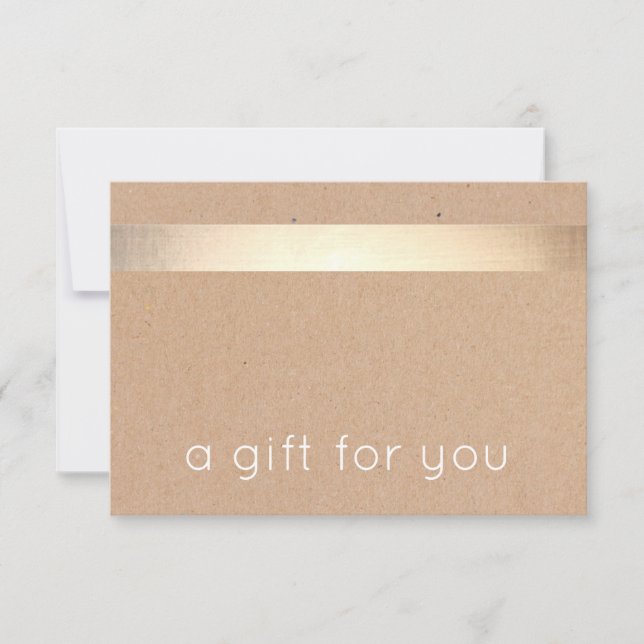 Guld Stripe Kraft Tan Cardboard Gift Certificate (Framsida)