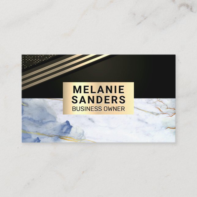 Guld Stripe | Marble Background Visitkort (Framsida)