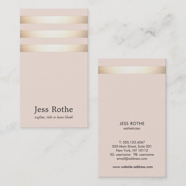 Guld Stripe  Rosa Beauty Professionell Visitkort (Fram/baksida)