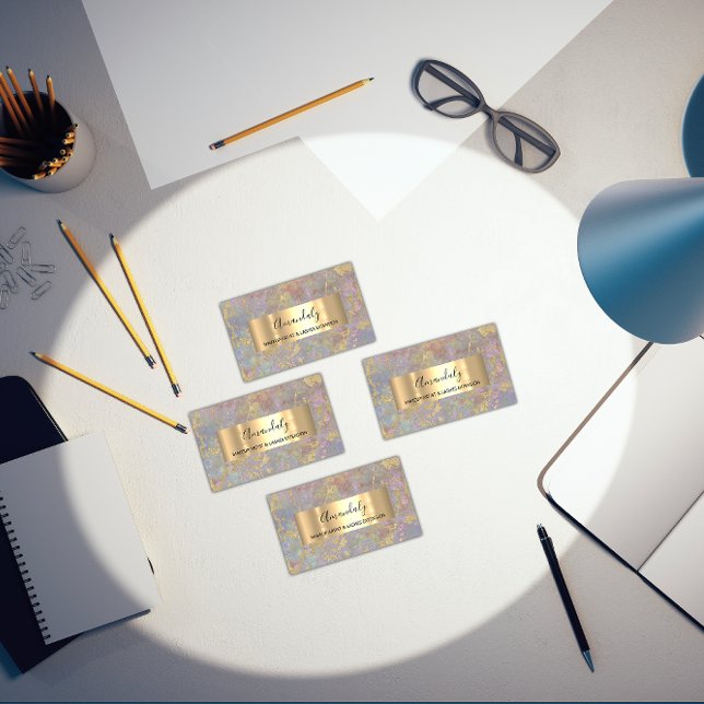 Guld Strokes Beauty Shop Pastel Smoky Marble Visitkort (Gold Strokes Beauty Shop Pastel Smoky Marble Business Card)