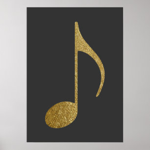 guld struktur musiknot poster