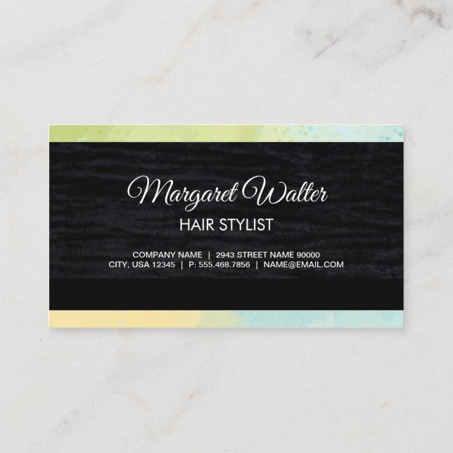 Guld Struktur | Samvet Black med Monogram Business Visitkort (Baksida)