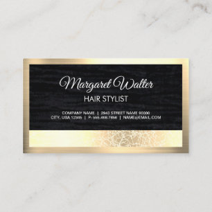 Guld Struktur Samvet Black med Monogram Business Visitkort