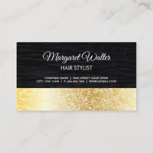 Guld Struktur Velvet Black med Monogram Visitkort