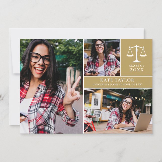 Guld Student 3 Photo Law School Studentfest Inbjudningar (Framsida)