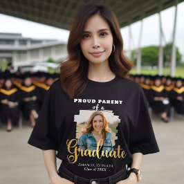 Guld Student Photo Proud Parent Studenten T Shirt