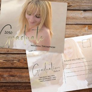 Guld Student Script Black Two Vellum Photo Budget Vykort