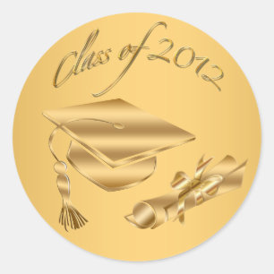 Guld Studenten 2012 Cap & Diploma Sälar Runt Klistermärke