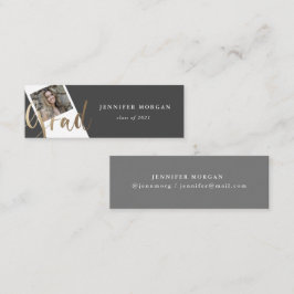 Guld Studenten-fotokort för Namn Mini Visitkort