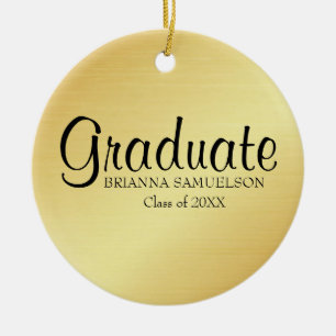 Guld Studenten med svart text Julgransprydnad Keramik