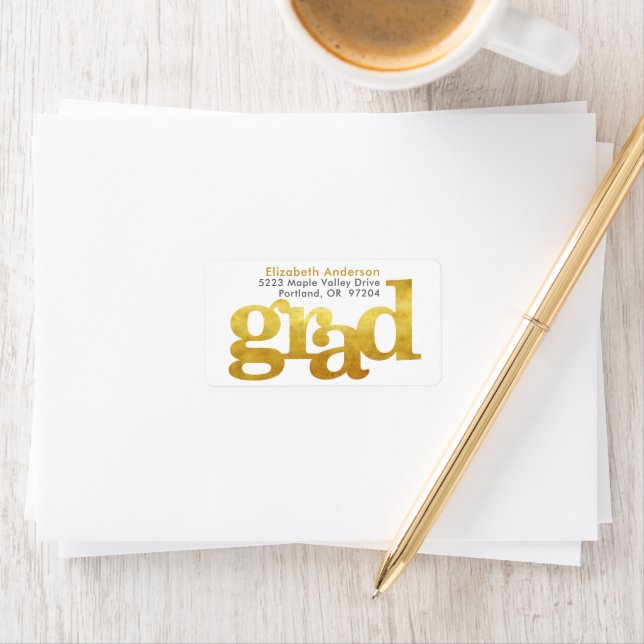 Guld studenten, modern, djärv typografi adress adressetikett (Insitu)