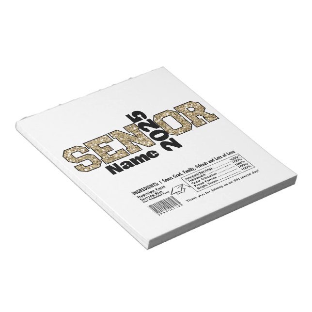 Guld Studenten: Senior Candy Pub Wraps Party Favor Anteckningsblock (Vinklad)