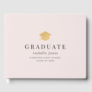 Guld Studentmössa Minimalistisk Rosa Studenten Gästböcker